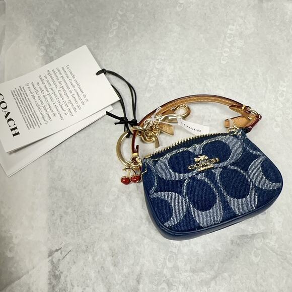 NWT Limited Coach CZ085 Mini Nolita Bag Charm In Signature Denim - Picture 8 of 9